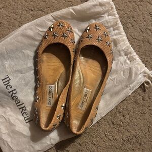 Jimmy Choo Brown Star-Embellished Flats